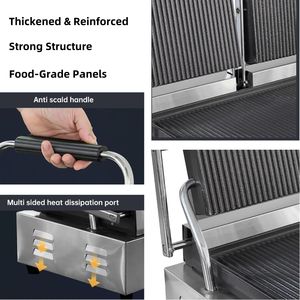 Heavybao Piastra Elettrica a Contatto Scanalata, Pressa per <span class=keywords><strong>Panini</strong></span> Commerciale, Attrezzatura Ristorazione in Acciaio Inox, Griglia per Sandwich, Bistecchiera per Attrezzature Catering - Product Image 2