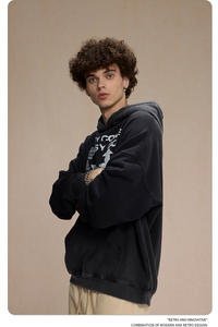 Sweat à capuche personnalisé pour homme 100% coton écologique imprimé tie-dye lavé avec poche et col à capuche - Product Image 6