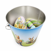 Seau de Pâques en fer blanc écologique personnalisé OEM/ODM avec poignée, mini seau en métal pour enfants pour ramasser les œufs de Pâques