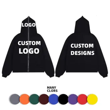 Logo personalizzato Puff Print 3D Foam Fleece Blank felpe con cappuccio da uomo oversize Zipper Full Zip Up Y2K felpa con cappuccio