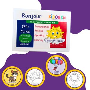 Kit de aprendizaje de francés con tarjetas flash para niños, tarjetas de alfabeto y vocabulario en francés para niños, tarjetas educativas preescolares. - Product Image 1