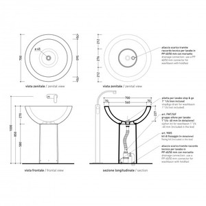 Flaminia Fonte70 moderno Freestanding lavabo ovale cemento marmo pietra per bagno Hotel scuola - Product Image 6