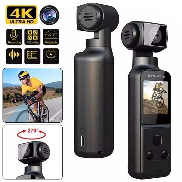 Pocket 4K Ultra HD Action Camera 1.33" Screen 270 Degrees Rotate Wifi Transmission Record Portable Sport Motion Cameras