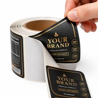 Étiquette autocollante en PVC PET imperméable avec logo personnalisé, fond noir, impression dorée, pour emballage de produits de santé