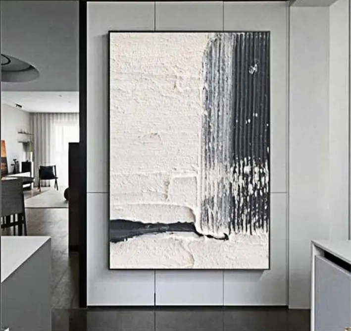 Wholesale Handmade oil Paintings Heavy Texture Artworks Modern Design Decorative Canvas black and white abstract art Wall