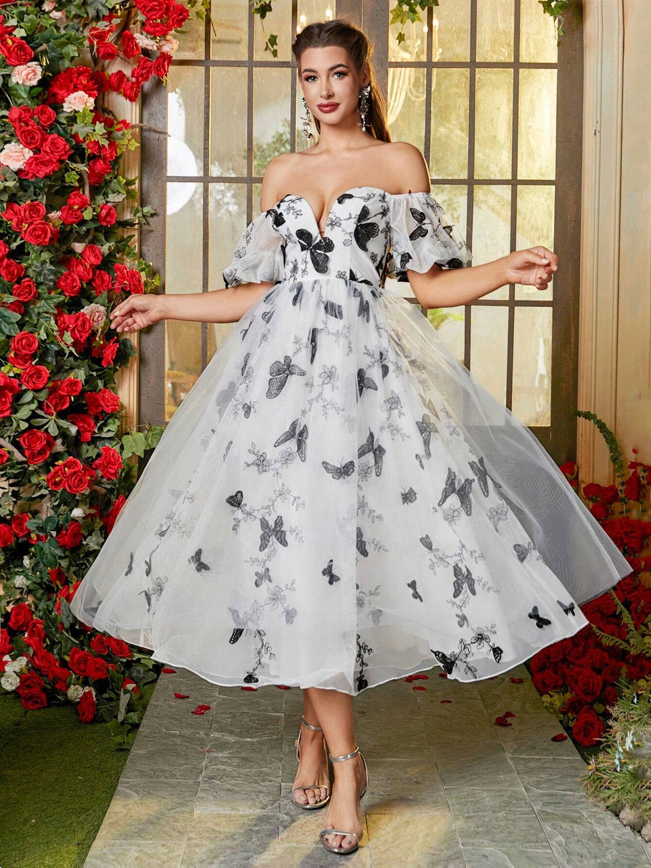 off the shoulder butterfly sleeve dress Champagne Tulle Sequins Off the Shoulder Butterfly Sleeve Appliques Wedding Dress