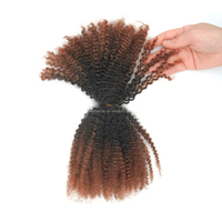 KAMA Cheveux Humains Péruviens Remy Afro Kinky Curl en Vrac pour Tresses 50g Double Trame Faite à la Machine Toutes Couleurs Dreadlocks Tresses