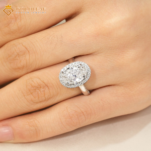 Anillo de Compromiso y Boda de Oro Blanco de 10k, 14k, 18k con Diamante Cultivado en Laboratorio de Corte Ovalado de 1CT, 2CT, 3CT, Personalizado por Goldleafgem, con Certificado IGI - Product Image 4