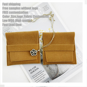 Custom Velvet Jewelry Display Pouch Microfiber Faux Suede Flap <b>Envelope</b> Necklace Earring Jewelry Packaging Bag with Insert Card - Product Image 2