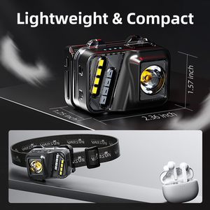 वार्सन स्08 हेडलैंप आउटडोर मजबूत लाइट हेडलैंप लंबे जीवन TYPE-C मछली पकड़ने प्रेरण हेडलैंप - Product Image 6