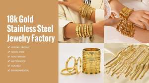 Gelang Mewah Wanita Gaya Retro Lingkaran Bertabur Zirkon Berlian Berlapis Emas 18k Gelang Baja Tahan Karat Perhiasan untuk Wanita - Product Image 4