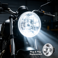 Phare de voiture classique de 5 pouces avec LED H4 remanufacturée, faisceau lointain blanc brillant, semi-enclos