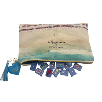 Ensemble de Mahjong Américain Thème Plage Luxe Moderne 160 Tuiles Acrylique Bleu Valise Pliable Portable Cadeau Divertissement