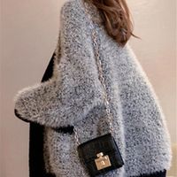 Cardigan en tricot préppy à col en V pour femme, taille plus, haut uni en cachemire confortable pour l'automne, pull-over en tricot
