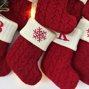 <strong>Mini</strong> Red Wool Knitted Christmas <strong>Stocking</strong> With Letters Snowflake Embroidery Xmas <strong>Stockings</strong> Holiday Gift Supplies - Product Image 3