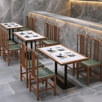 Meubles commerciaux sur mesure, style chinois, table à manger en bois massif, chaises, ensembles de canapés pour restaurant, stand de restauration, banquettes pour restaurant de nouilles
