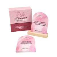 Cartes d'affirmation romantiques écologiques personnalisées, jeu de cartes avec citations d'amour pour les couples, support en bois, boîte cadeau de luxe, mariage