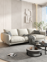 Sofá de Cuero de Estilo Mid-Century de 3 Plazas con Cojines y Almohadas de Apoyo para Sala de Estar