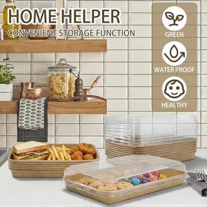 Contenants alimentaires à emporter, bols jetables de 24,4 oz (720 ml) en papier kraft avec couvercle, boîtes à emporter - Product Image 3