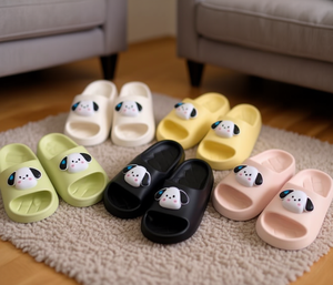 Pantofole con faccia di cane da cartone animato per donna, suola antiscivolo in EVA, scarpe da casa per interni, taglia 36-41, per tutte le stagioni. - Product Image 2