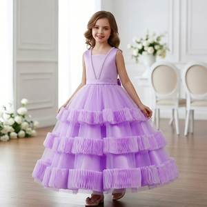 Abito da Sposa in Stile Occidentale alla Moda per Ragazze, Vestito da Festa per Bambine con Gonna Soffice, Abito Giallo con Fiori per Ragazze di 10 Anni - Product Image 4