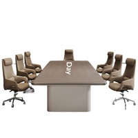 Ensemble table et chaises de conférence moderne et minimaliste de luxe léger, en bambou, design en forme de barre, capacité 4-8 personnes, à assembler