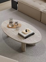 Table à café/thé en travertin naturel Wabi Sabi, décoration moderne de luxe pour villa, petit salon, maison, maison d'hôtes