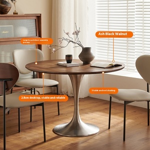 Bắc Âu Cổ Tulip Cổ Điển Thiết Kế Bàn Ăn Rắn Gỗ Bàn Tròn Cho Phòng Khách Đơn Giản Thiết Lập Cho Hộ Gia Đình & Căn Hộ - Product Image 3