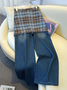 Jeans décontractés pour femmes Ganyuan 2026 automne-hiver, taille haute, jambe large, longueur complète, en velours respirant polyester/coton, vente en gros - Product Image 4