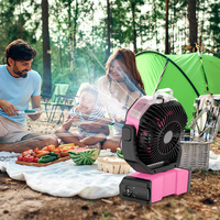 Ventilador de Camping Recargable para Exteriores, Batería de Litio de 20000 mAh, Ventilador de Mesa Portátil USB, Luz LED, Doble Motor, Control Remoto, Nebulización