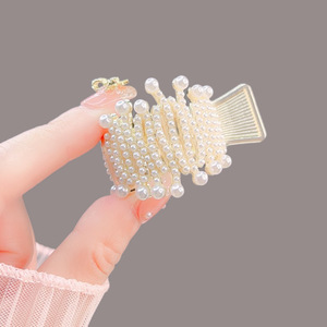 2023 Nueva joyería para el cabello, conjunto de perlas, pinza de cola de caballo alta de diamante, pinza de pelo de Pony mágica fija anticolapso - Product Image 4