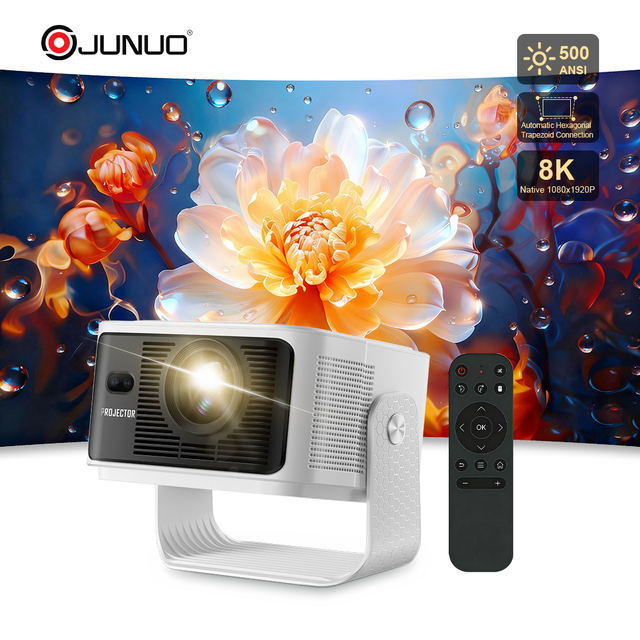 JUNUO HY350MAX Smart Projector Lcd Auto Focus Proyector 500 Lumens Android 14 Automatic HY350 Max Video Projectors