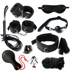 10 Pieces/set BDSM Japanese Bondage Suit Adult SM Handcuffs Nipple Clip Gag Whip Rope Color Sex Toys SM Couple
