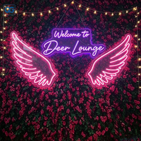 Enseigne néon LED personnalisée en forme d'ailes d'ange, vente en gros directe usine OEM, pour vitrine de magasin, chambre et décoration de fond de diffusion en direct
