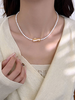 Bijoux de mode en matériaux naturels, collier avec pendentif en perle d'eau douce de qualité AAAAA, plaqué or sur cuivre, certifié CE ASTM REACH