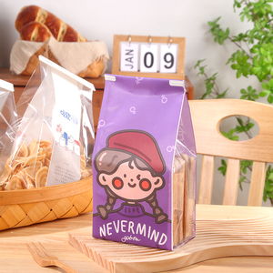 Bolsa de <span class=keywords><strong>pan</strong></span> con base plana de dibujos animados, con cierre de alambre, resellable, ventana transparente completa, impresa en huecograbado, apta para alimentos, logotipo de color personalizado, OEM ODM - Product Image 4