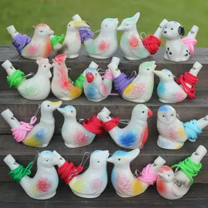 Flauta musical de cerámica para niños, de Ocarina silbato de aves de agua, multicolor