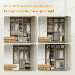 Armoire blanche minimaliste moderne Santopova, étagères latérales intégrées, meubles de chambre à coucher - Product Image 4