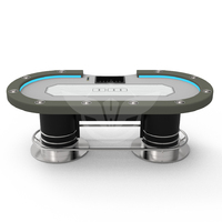 Table de poker Texas personnalisée YH OEM avec éclairage LED - Table de poker ovale de luxe pour 10 joueurs avec porte-gobelets en acier inoxydable