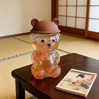 Couvre-couvercle en silicone en forme d'ours, décoration d'ours en peluche, gobelet en verre avec paille réutilisable, écologique, lavable, pour boissons froides, tasse à café