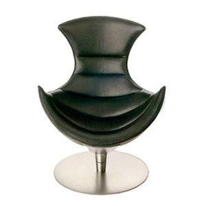 Walnussholz-Loungesessel mit Fußhocker aus Kunstleder Wohnzimmermöbel Hummersessel Sofa - Product Image 4