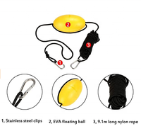 Ligne de remorquage marine, bouée flottante, laisse, crochet en acier inoxydable, système d'ancrage pour la pêche, corde à boule avec mousqueton pour kayak