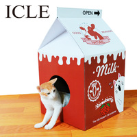 ScratchMe Chat Condo Scratcher Post Carton Rouge Couleur Lait Boîte Forme Chat Gratter Maison Lit lait carton chat maison