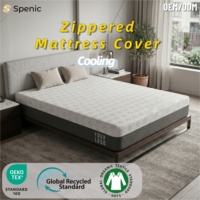 Housse de matelas zippée en fibre PE ultra-refroidissante, tissu tricoté infusé pour une fraîcheur intense, anti-plis