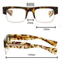Monture de lunettes tendance en acétate certifiée CE, semi-cerclée, motif écaille de tortue, rétro audacieux, anti-lumière bleue, durable