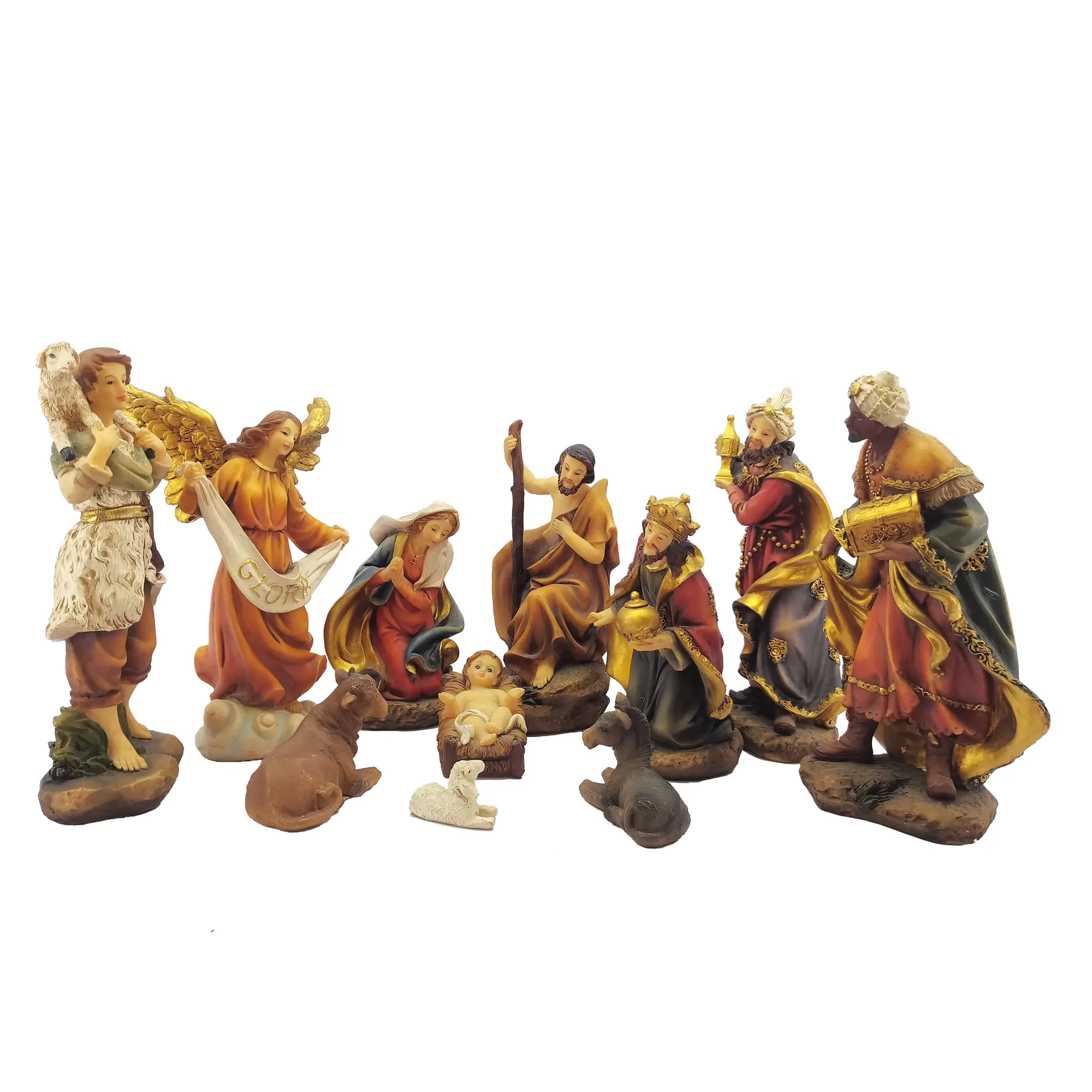 Top Grace-Conjunto de figuritas de resina de Navidad, estatua de escena de Natividad religiosa de 8 pulgadas