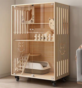 단단한 나무 애완 동물 집 실내 고양이 집 고양이 빌라 나무 다층 고급 뜨거운 판매 맞춤형 로고 판지 포장 동물 - Product Image 3