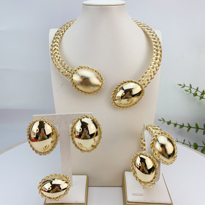 أحدث مجموعات المجوهرات الذهبية البرازيلية لعام <span class=keywords><strong>2026</strong></span>، قلادة فريدة للحفلات وحفلات الزفاف للنساء FHK24518 - Product Image 5