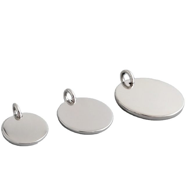 925 Sterling Silver  Round Coin Charms Pendants Women Jewelry