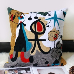 Housse de coussin carrée <span class=keywords><strong>brodée</strong></span>, décorations d'extérieur en coton, personnalisés, à la main de chats, nouveauté, Picasso - Product Image 6
